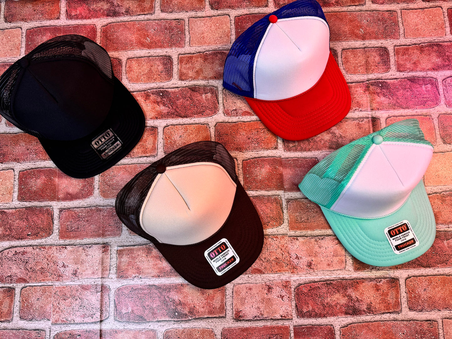 Trucker hat with 5-7 patches