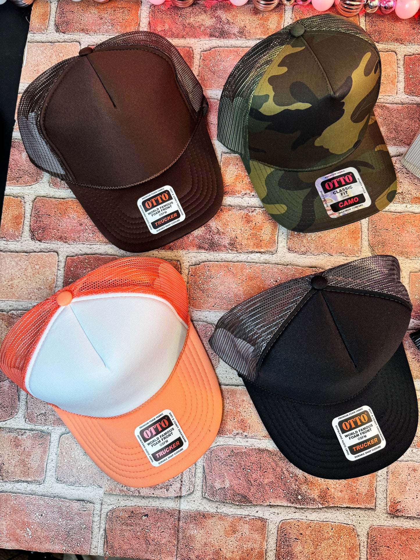 Trucker hat with 5-7 patches