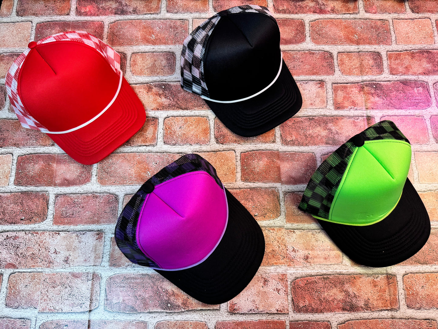 Trucker hat with 5-7 patches
