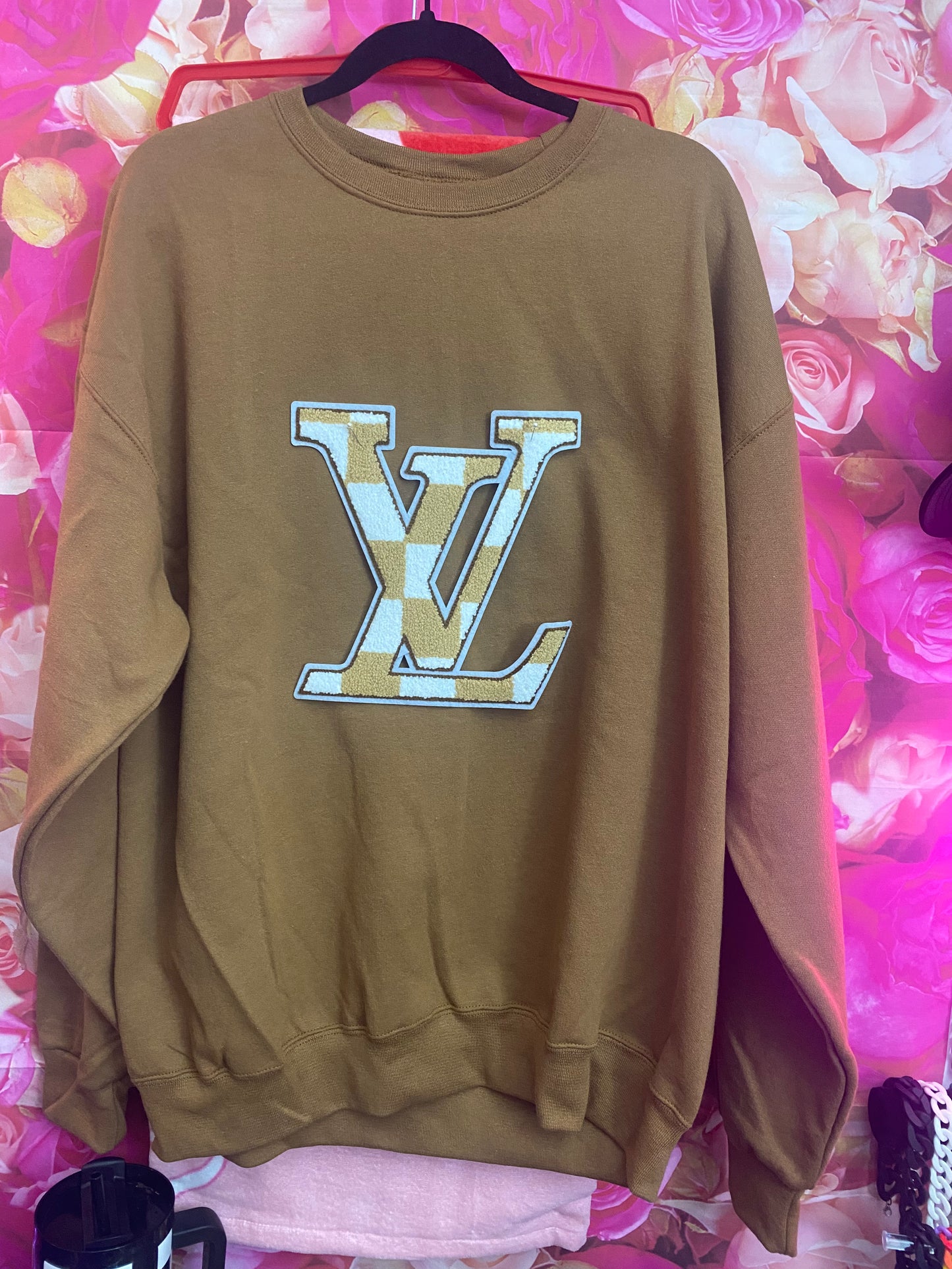 Designer Patch LV tan and white checkered