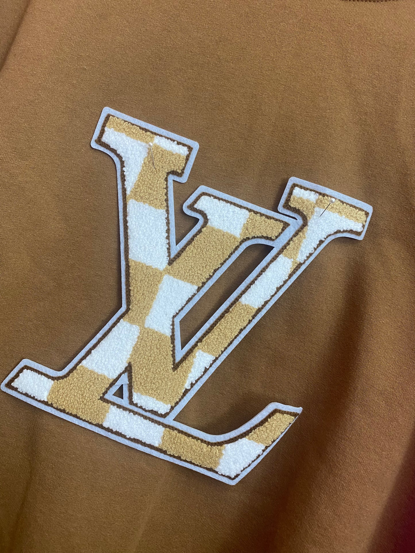 Designer Patch LV tan and white checkered