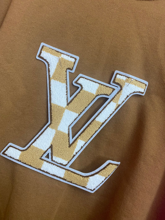 Designer Patch LV tan and white checkered