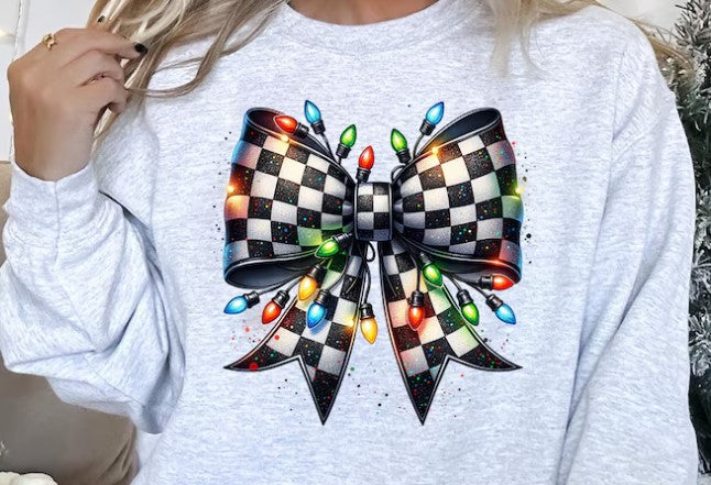 B&W CHECKERED BOW WITH LIGHTS