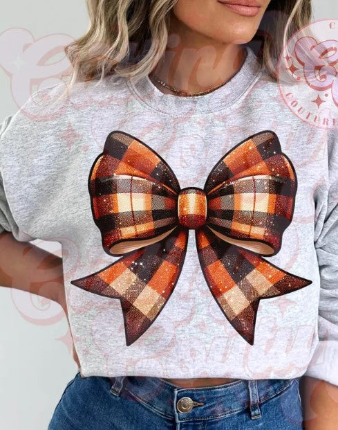 Orange & Black Plaid Bow