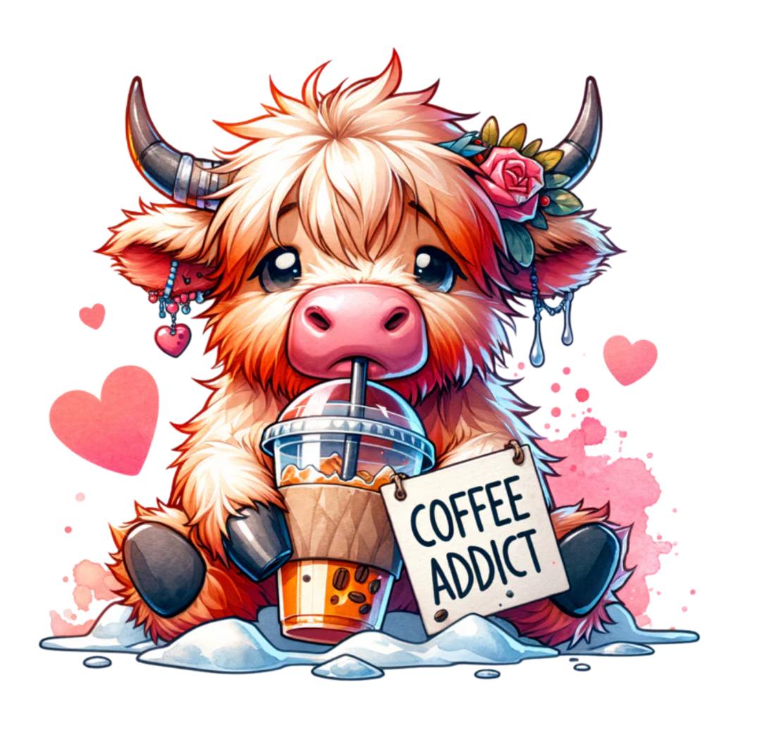 Coffee Addict Highland Cow